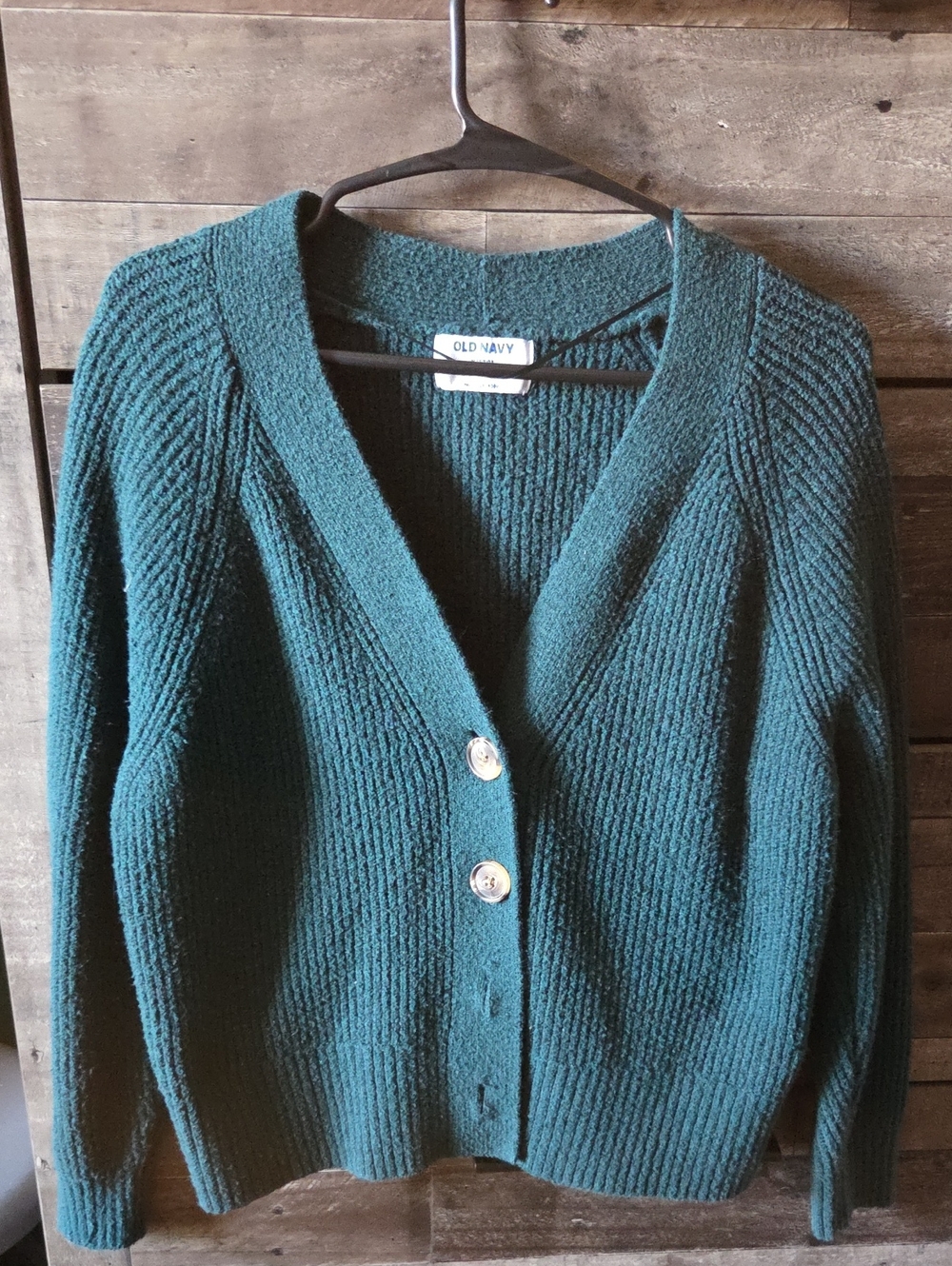 Old Navy Women's Dark Green  Button-Front Ribbed Cardigan